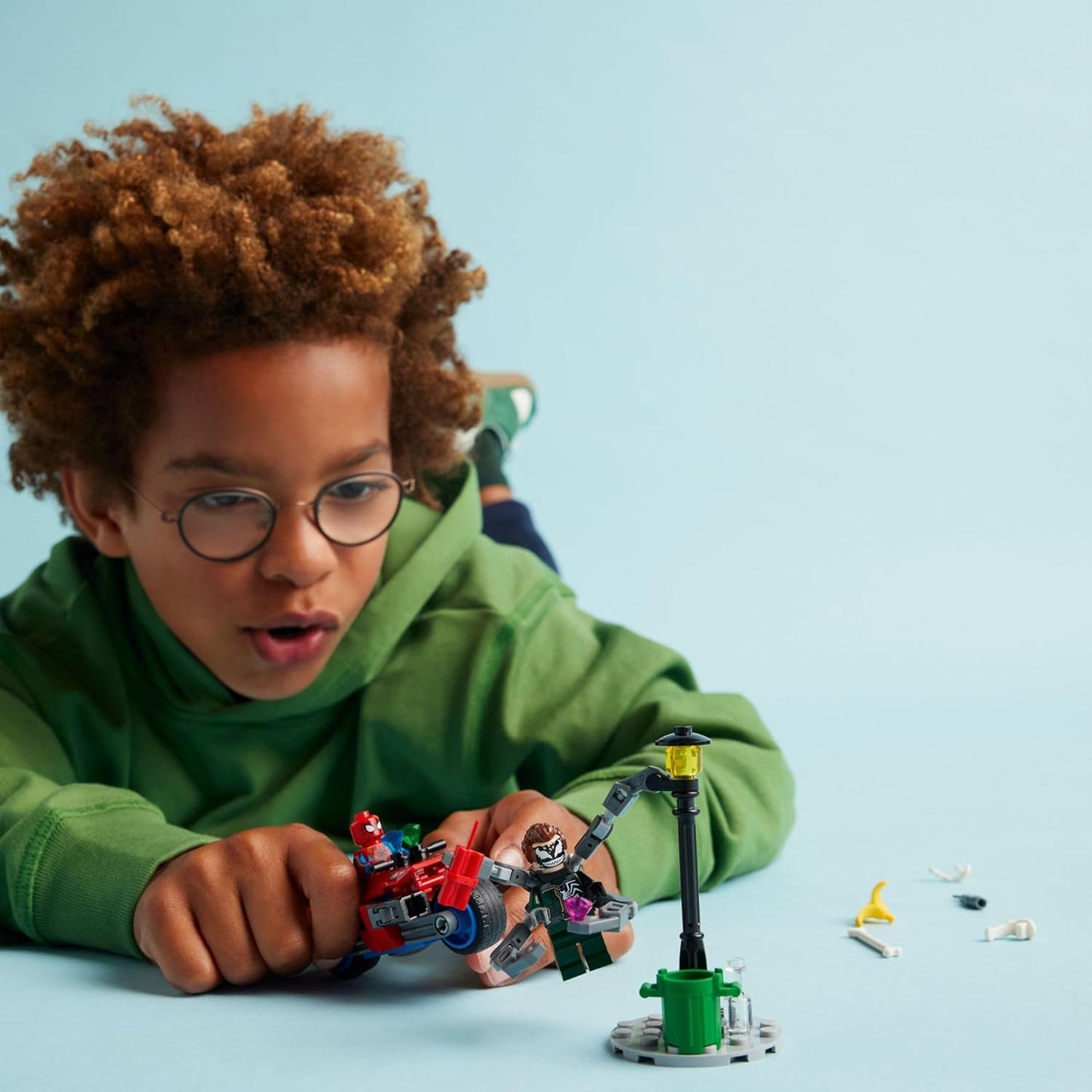 LEGO Marvel Motorcycle Chase Spider-Man vs. Doc Ock Buildable Toy for with Stud Shooters