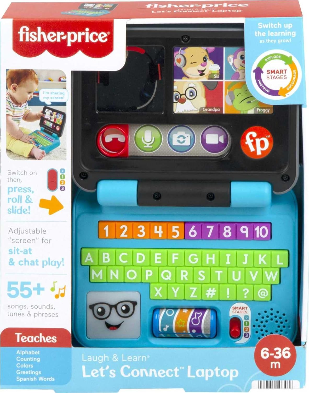 Fisher-Price Baby Toddler Toy Laugh Learn Let's Connect Laptop Pretend Computer with