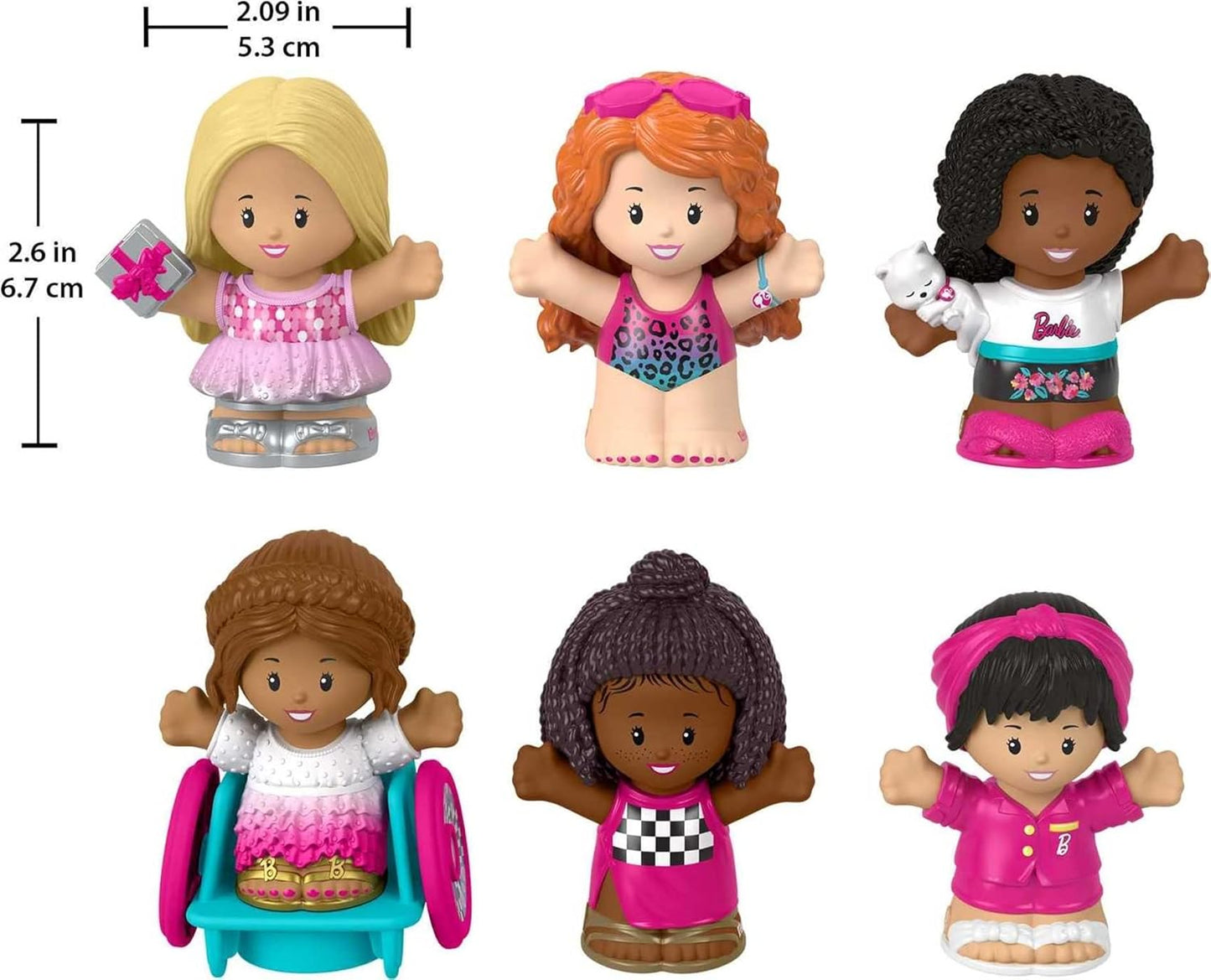 Fisher-Price Little People Barbie Toddler Figure 6 Pack for Preschool Pretend Play Ages
