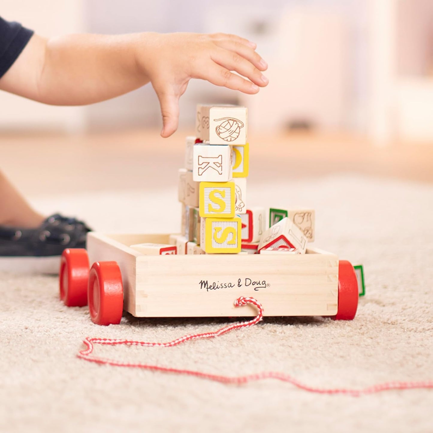 Melissa & Doug Melissa Doug Classic ABC Wooden Block Cart Educational Toy With 30 1-Inch