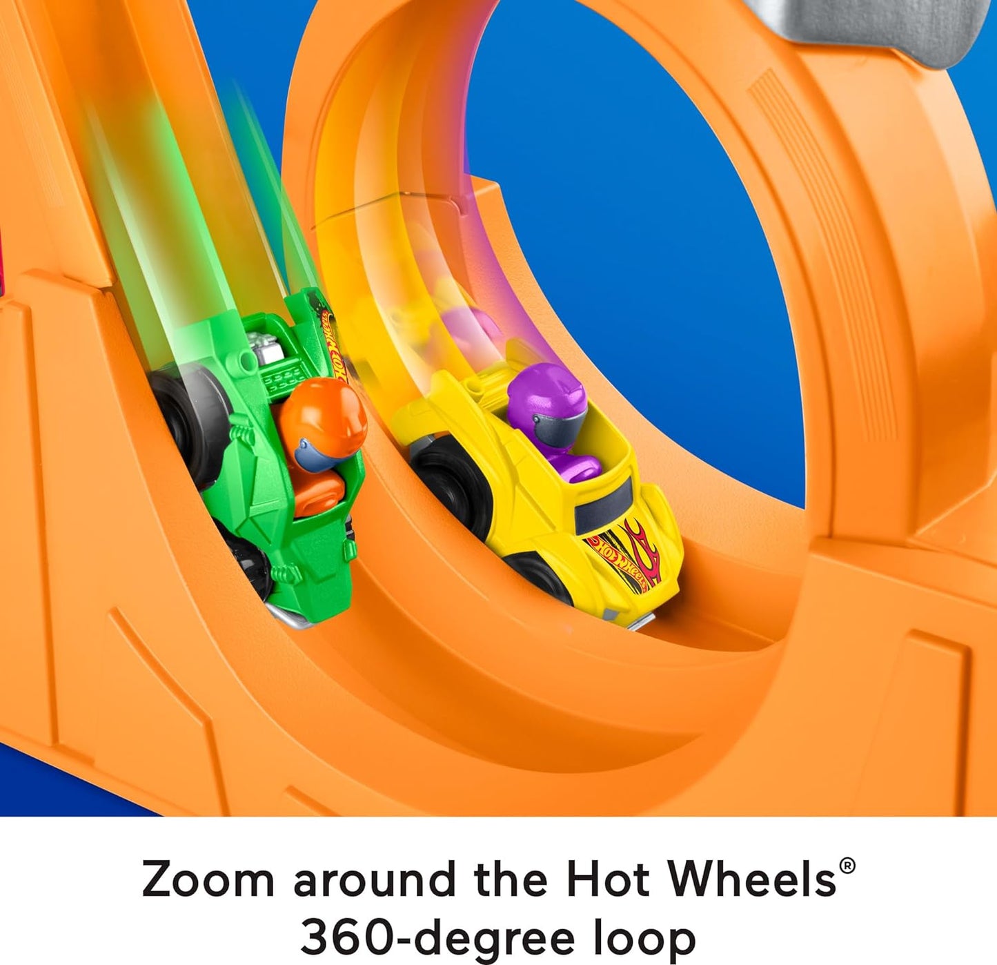 Fisher-Price Little People Toddler Toy Hot Wheels Spiral Stunt Speedway Race Track Playset