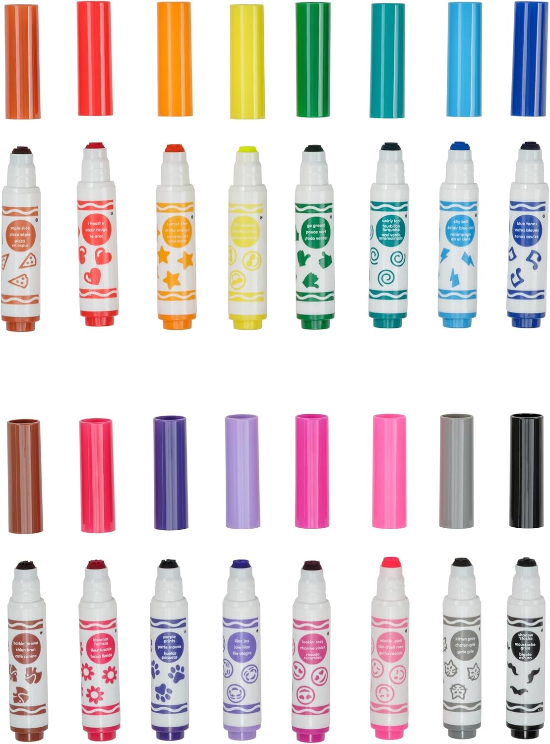 Crayola Emoji Pip Squeaks Washable Markers 16ct Toddler Mini Stamper Marker Set Coloring