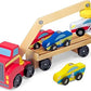 Melissa & Doug Magnetic Car Loader Wooden Toy Set A" 4 Cars & Semi-Trailer Truck – 4