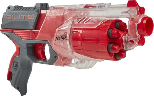 NERF Elite Disrupter Blaster 6-Dart Rotating Drum Slam Fire Translucent Red Easter Gifts