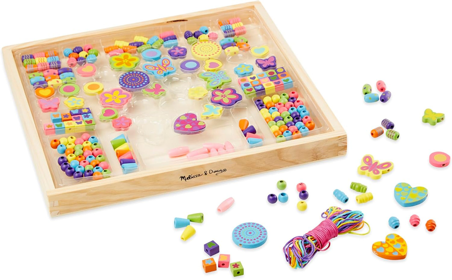 Melissa & Doug Bead Bouquet Set A" 220+ Wooden Beads for Jewelry Making – 220
