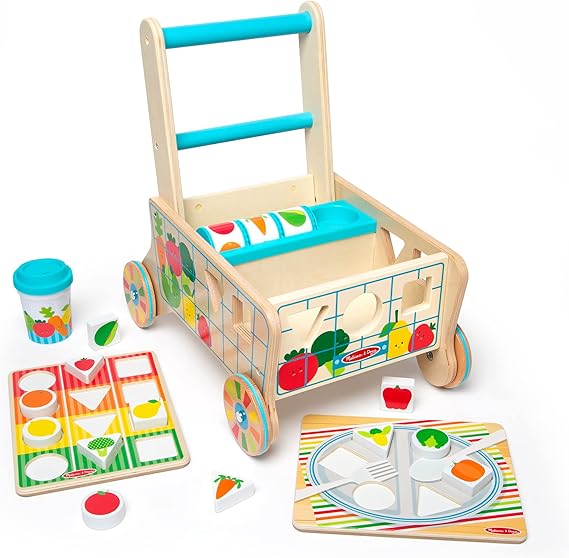 Melissa & Doug Wooden Shape Sorting Grocery Cart Toy for Toddlers 1+ FSC-Certified – 1