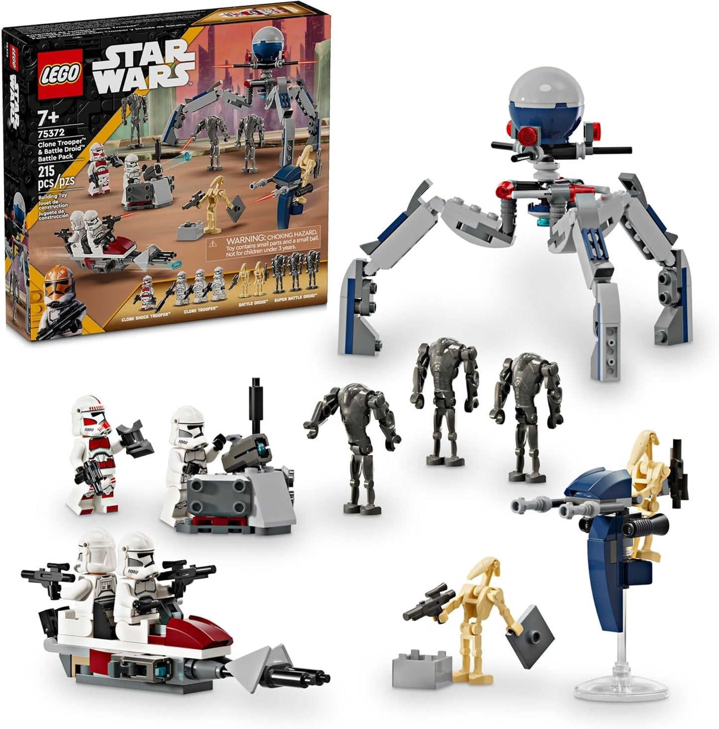 LEGO Star Wars Clone Trooper Battle Droid Battle Pack Set for Buildable Toy Speeder Bike Vehicle