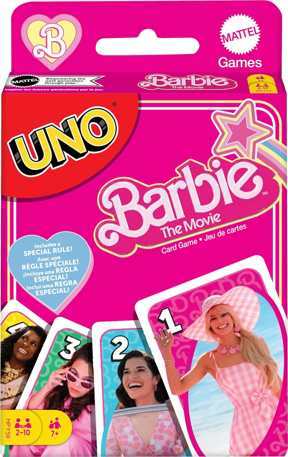 Mattel UNO Barbie The Movie A" Card Game with Movie Characters & Special Rules Fun for 2-10 Players – 2