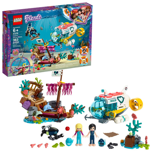 LEGO Friends Dolphins Rescue Mission 41378 Building Kit with Toy Submarine and Sea Creatures Fun Sea Life Playset