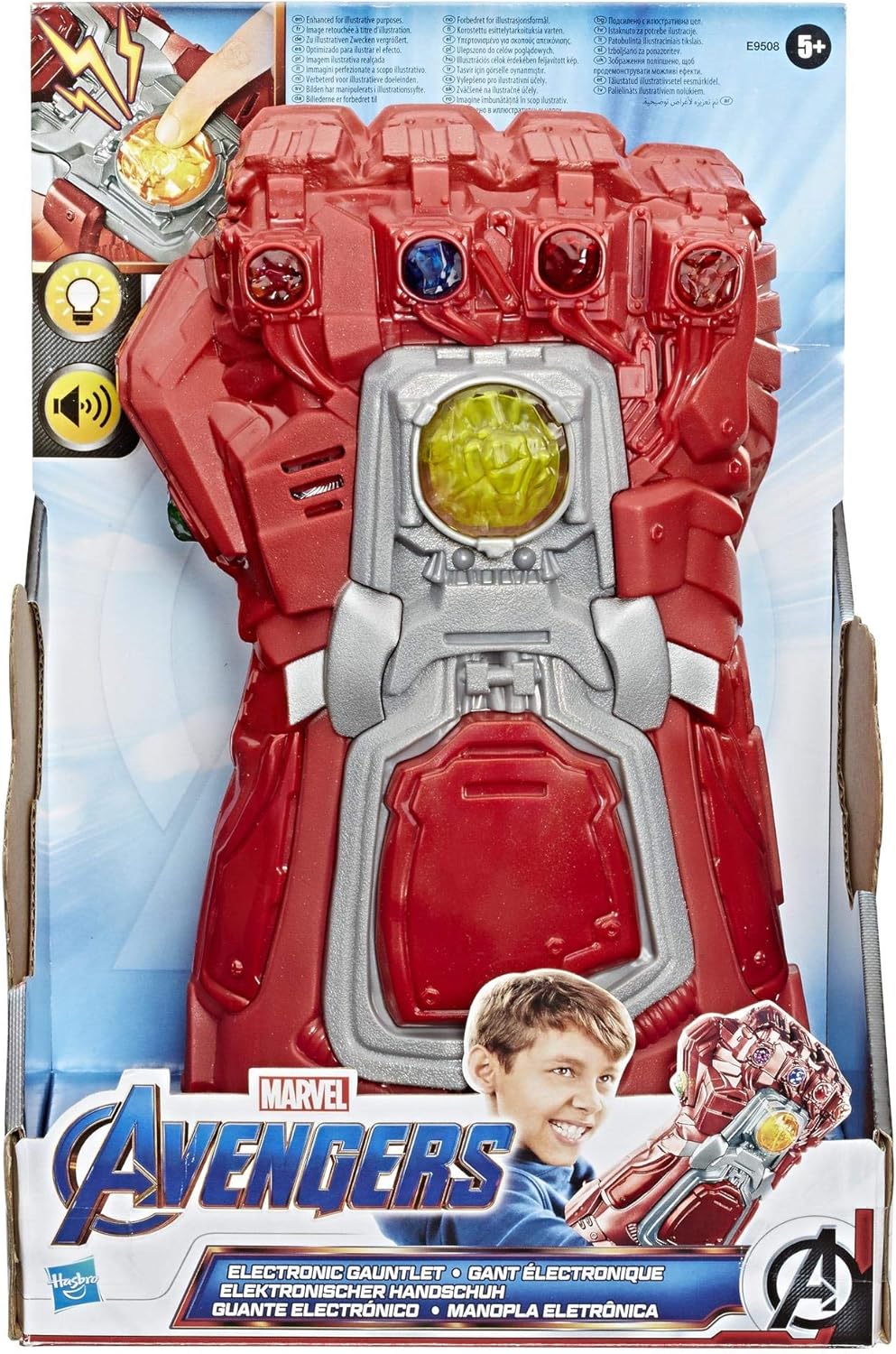 Marvel Studios Avengers Endgame Red Infinity Gauntlet Electronic Fist Roleplay Toy Lights