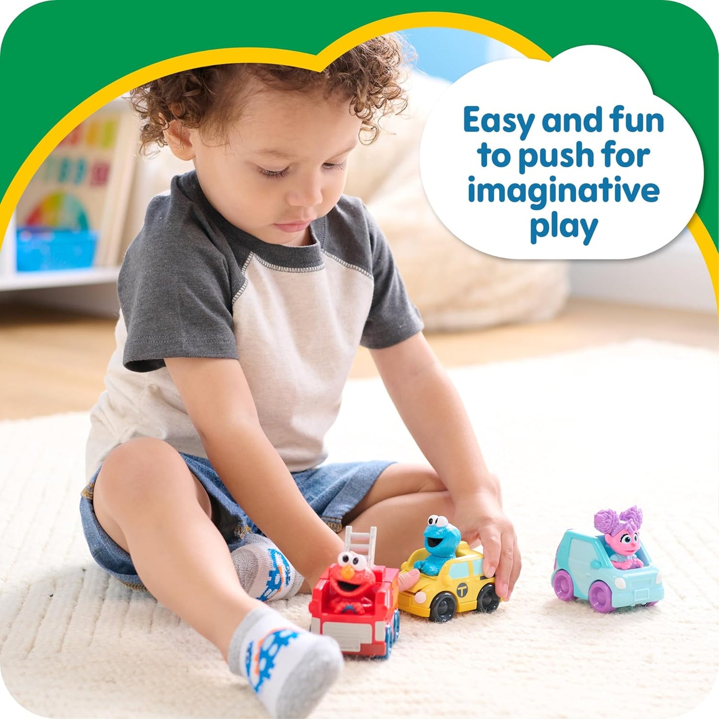 Just Play Sesame Street Twist and Pop Wheelies 3-Pack A" Preschool Toy Vehicles for Kids Ages 2+ by – 3