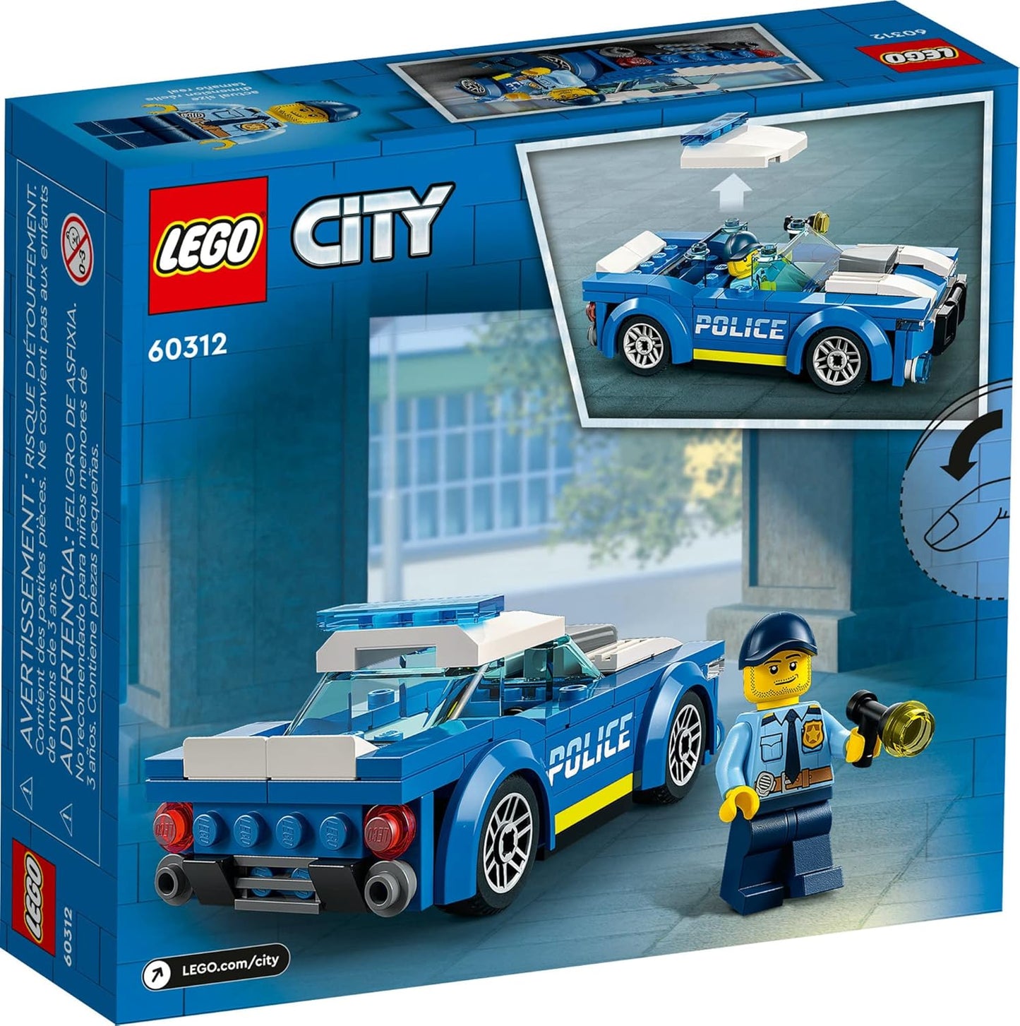 LEGO City Police Car Toy 60312 for Kids 5 Plus Years Old with Officer Minifigure Small Gift Idea Adventures Series Car Chase Building Set – 60312