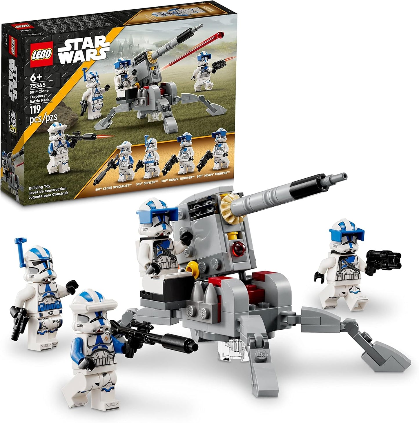 LEGO Star Wars 501st Clone Troopers Battle Pack Toy Set Buildable AV-7 Anti Vehicle