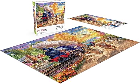 Buffalo Games Puzzle 750 Pezzi Per Adulti - "Racing The Train" Di Angelo Bonito - Dimensioni 61x45,7 Cm - Cartone Riciclato