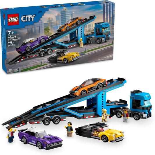 LEGO City Car Transporter Truck with Sports Cars Building Toy Set - Semi Truck Toy with