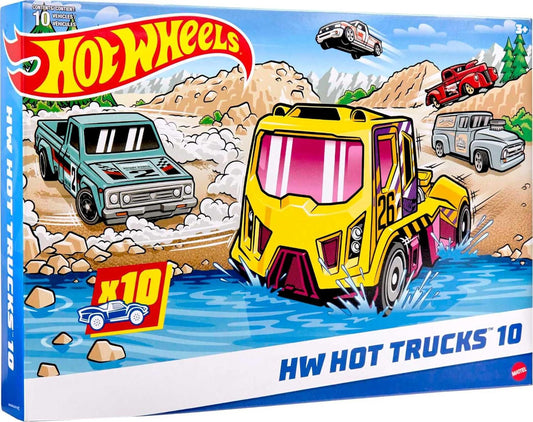 Hot Wheels 10-Pack Set of 10 Toy Trucks in 164 Scale Mix of Officially Licensed