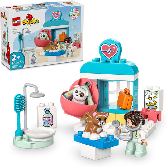LEGO DUPLO Town Visit to The Vet Clinic Pet-Care Role-Play Toy Dog Cat and Veterinarian