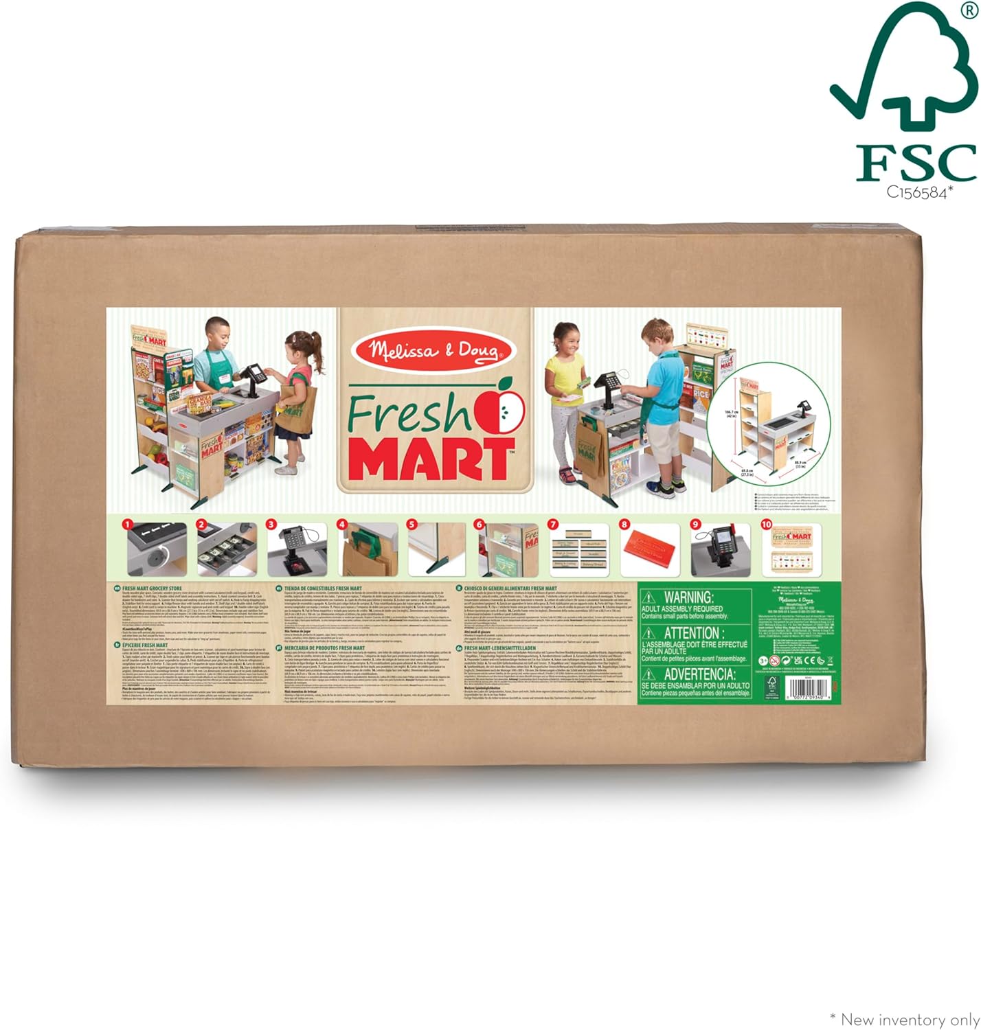 Melissa & Doug Wooden Fresh Mart Grocery Store A" Freestanding Playset