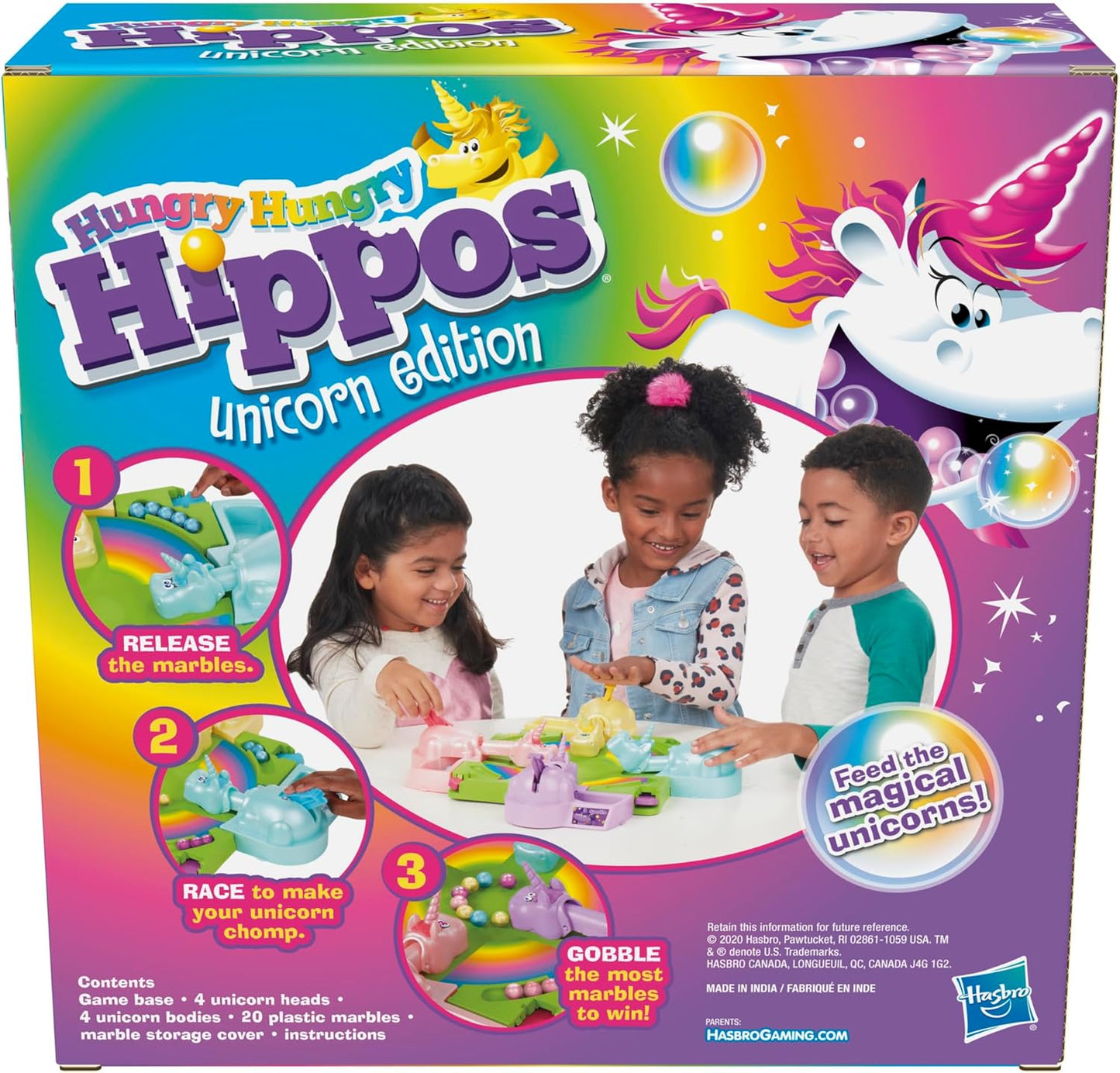 Hasbro Gaming Hungry Hippos Unicorn Edition Pre-School Board Game for 2-4 Players Amazon