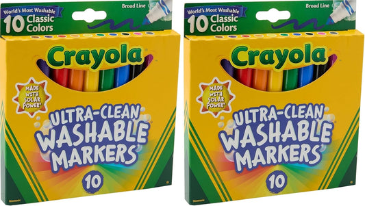 Crayola Ultraclean Broadline Classic Washable Markers 10 Count Pack of 2