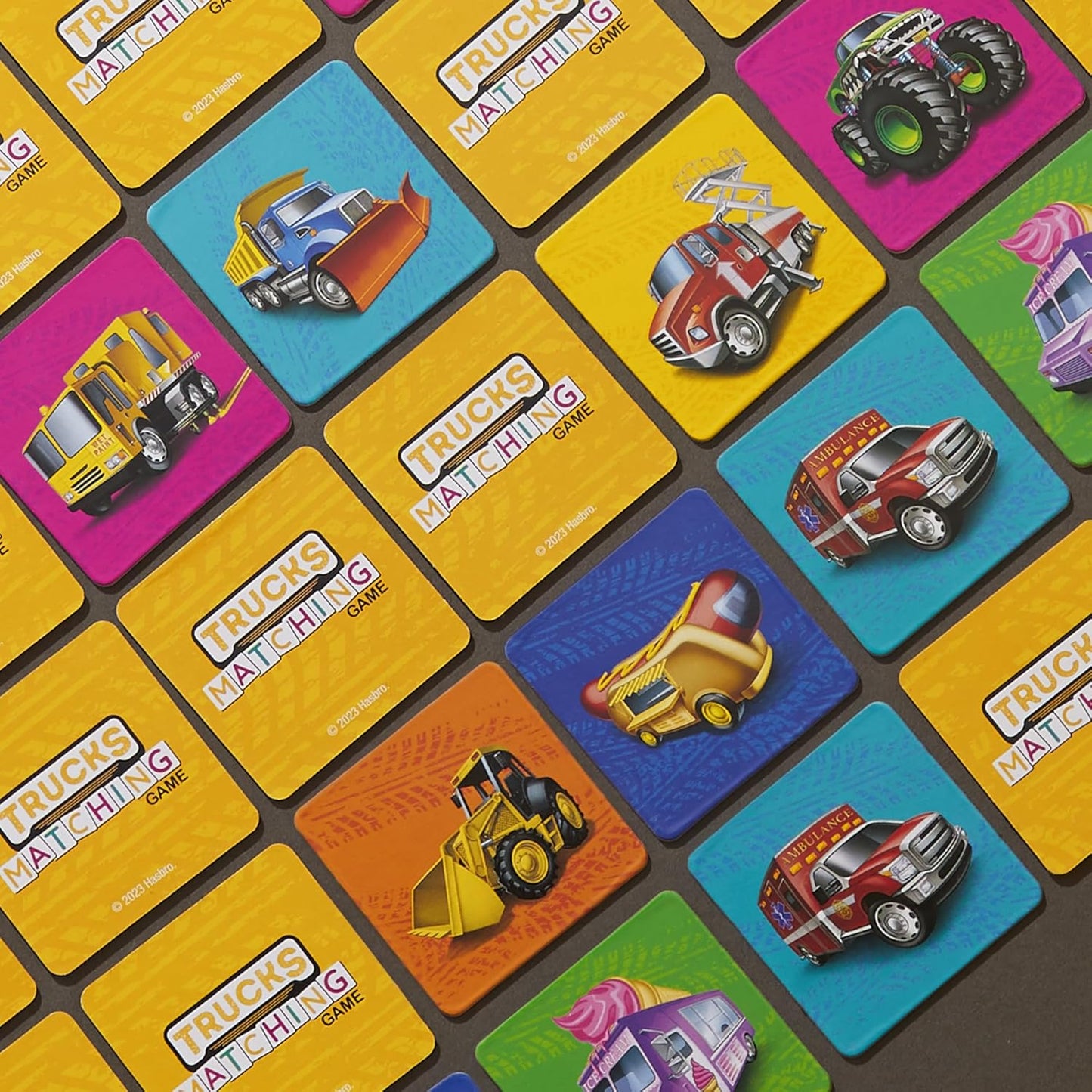 Hasbro Gaming Trucks Matching Game Preschool for Boys Girls Memory Card Game
