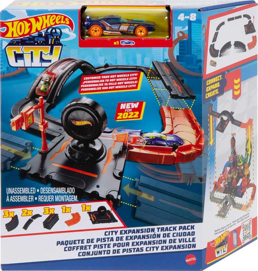 Hot Wheels Toy Car Track Set Pack 10 Track-Building Parts with City Square Bridge 164 Scale Vehicle