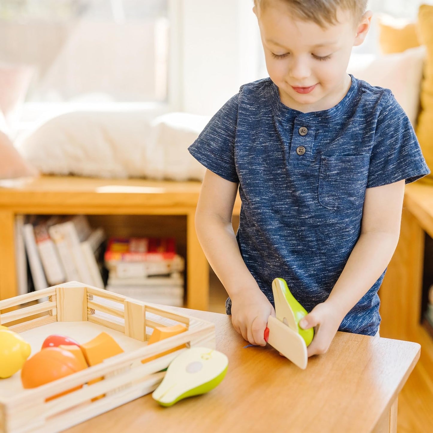 Melissa & Doug Melissa Doug Cutting Fruit Set - Wooden Play Food Kitchen Accessory Multi