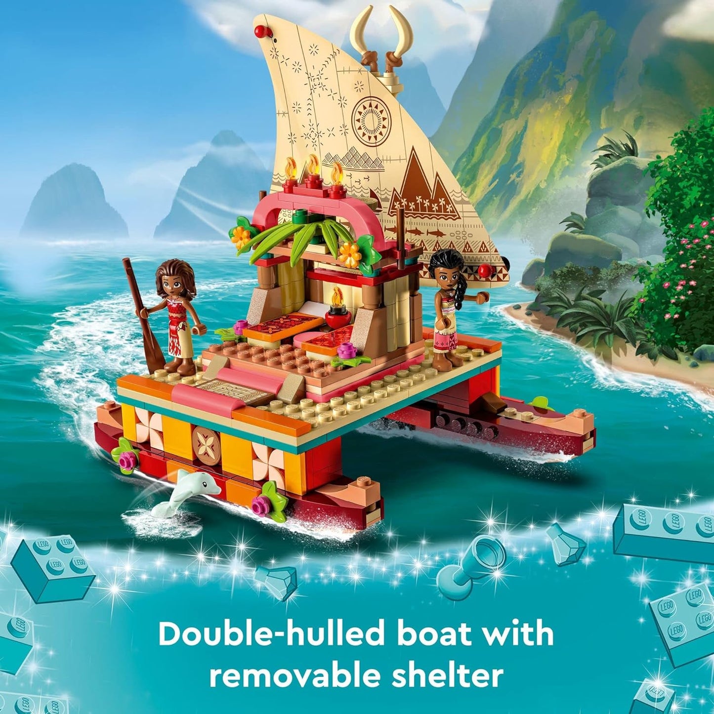 LEGO Disney Princess Moana's Wayfinding Boat Building Toy 43210 Disney Princess Toy Set with Moana and Sina Mini-Doll
