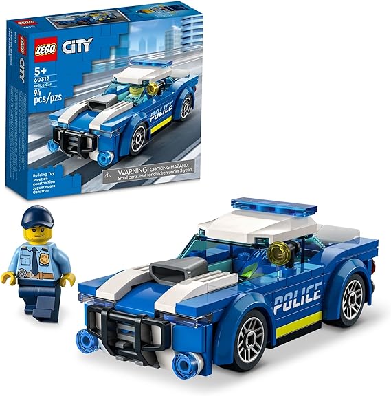 LEGO City Police Car Toy 60312 for Kids 5 Plus Years Old with Officer Minifigure Small Gift Idea Adventures Series Car Chase Building Set – 60312