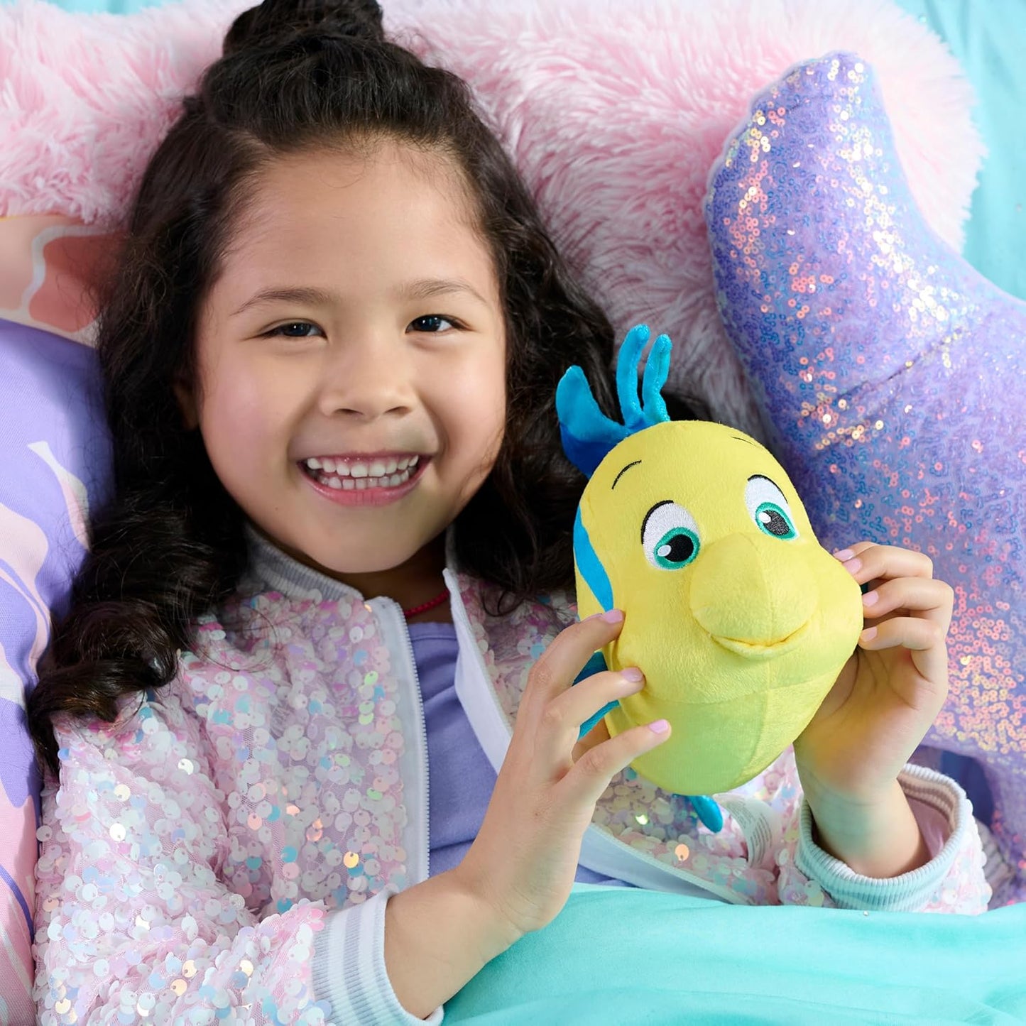Just Play Disney Junior Ariel Flounder Small 7-inch Plush for Ages 2 Up
