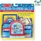 Melissa & Doug Pretend-to-Spend Wallet A" 45-Piece Play Money Set (Blue) – 45
