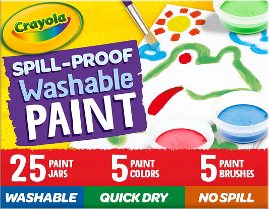 Crayola Spill Proof Paint Set 25ct Washable Paint for Craft Supplies for Toddlers Nontoxic