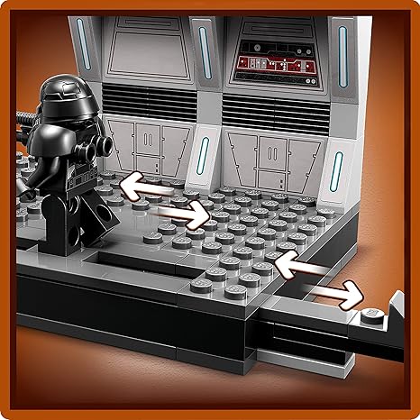 LEGO Star Wars Dark Trooper Attack Set Mandalorian Building Toy 75324 with Revolving Elevator Luke Skywalker Minifigure and Lightsaber Pretend Play Star Wars Building Set