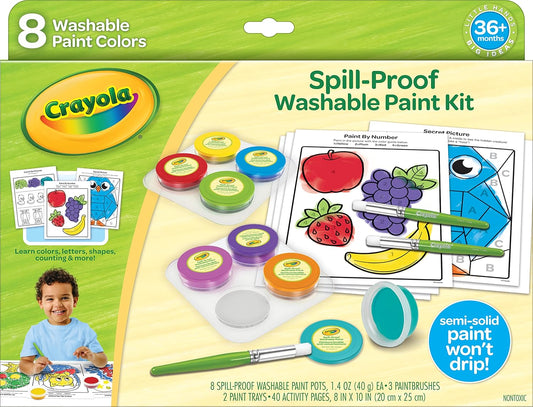 Crayola Spill Proof Paint Set 8ct Washable Toddler Paint Kit Includes Brushes Pots