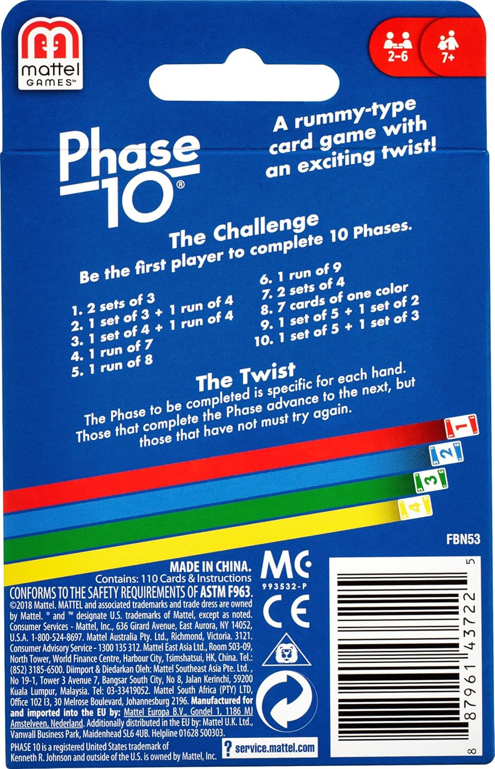 Mattel Phase 10 Card Game AA"A Fun for Family & Kids 108 Cards – 10