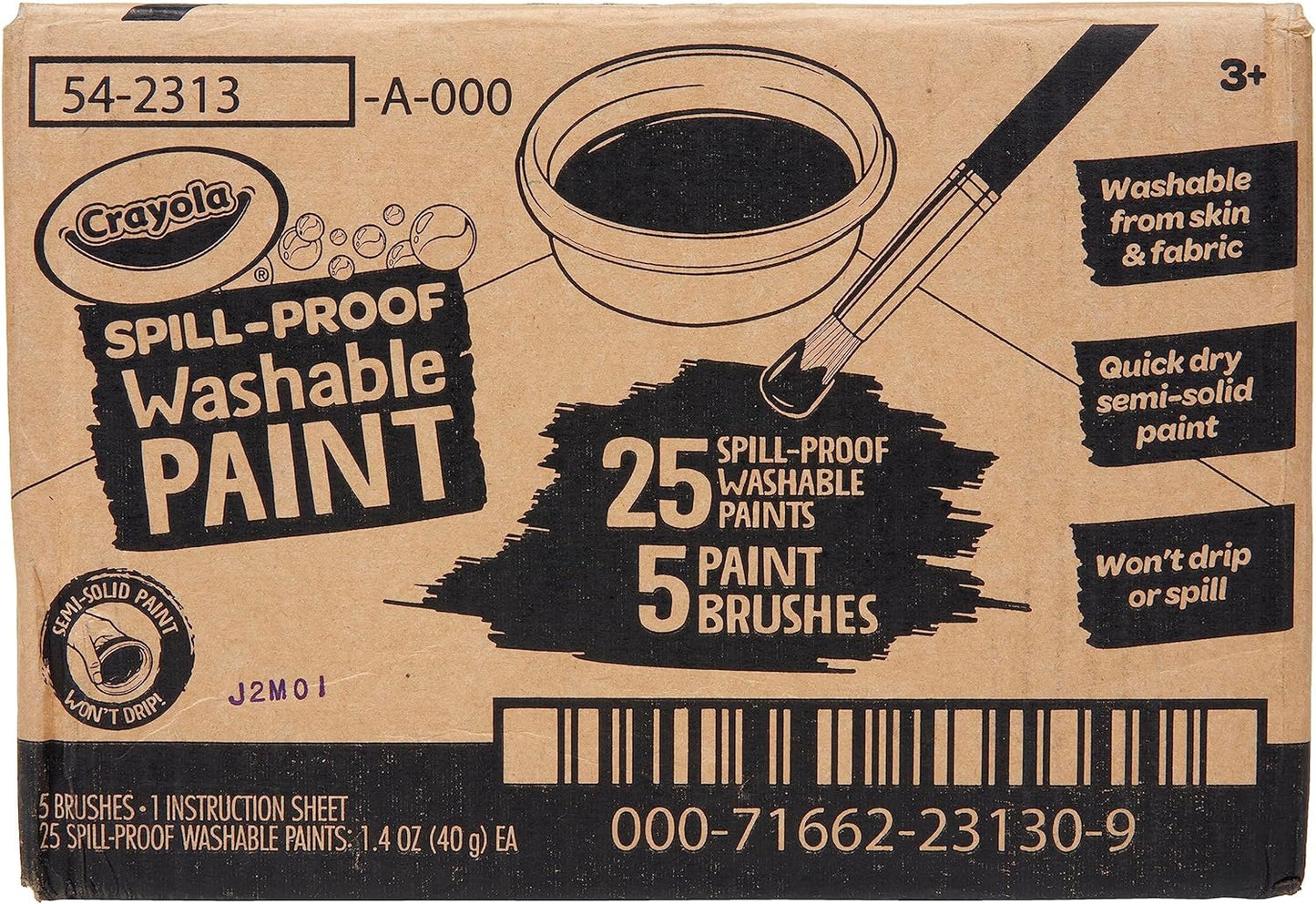 Crayola Spill Proof Paint Set 25ct Washable Paint for Craft Supplies for Toddlers Nontoxic
