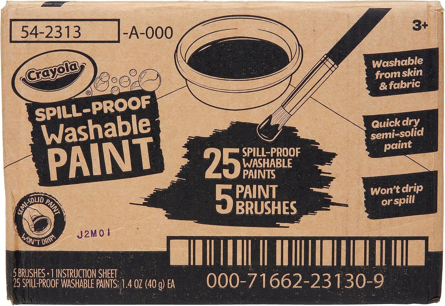 Crayola Spill Proof Paint Set 25ct Washable Paint for Craft Supplies for Toddlers Nontoxic