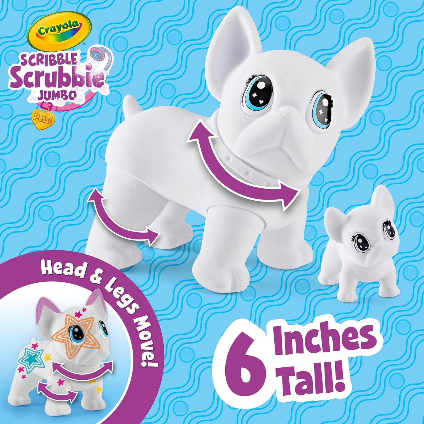 Crayola Scribble Scrubbie Jumbo Pet - Wilbur 6in Customizable Dog Toy for Washable Animal