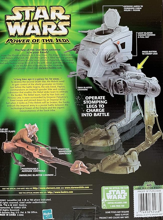 Hasbro Star Wars Power of the Jedi IMPERIAL AT-ST SCOUT WALKER PAPLOO on SPEEDER BIKE