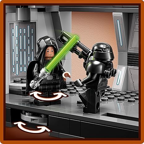 LEGO Star Wars Dark Trooper Attack Set Mandalorian Building Toy 75324 with Revolving Elevator Luke Skywalker Minifigure and Lightsaber Pretend Play Star Wars Building Set