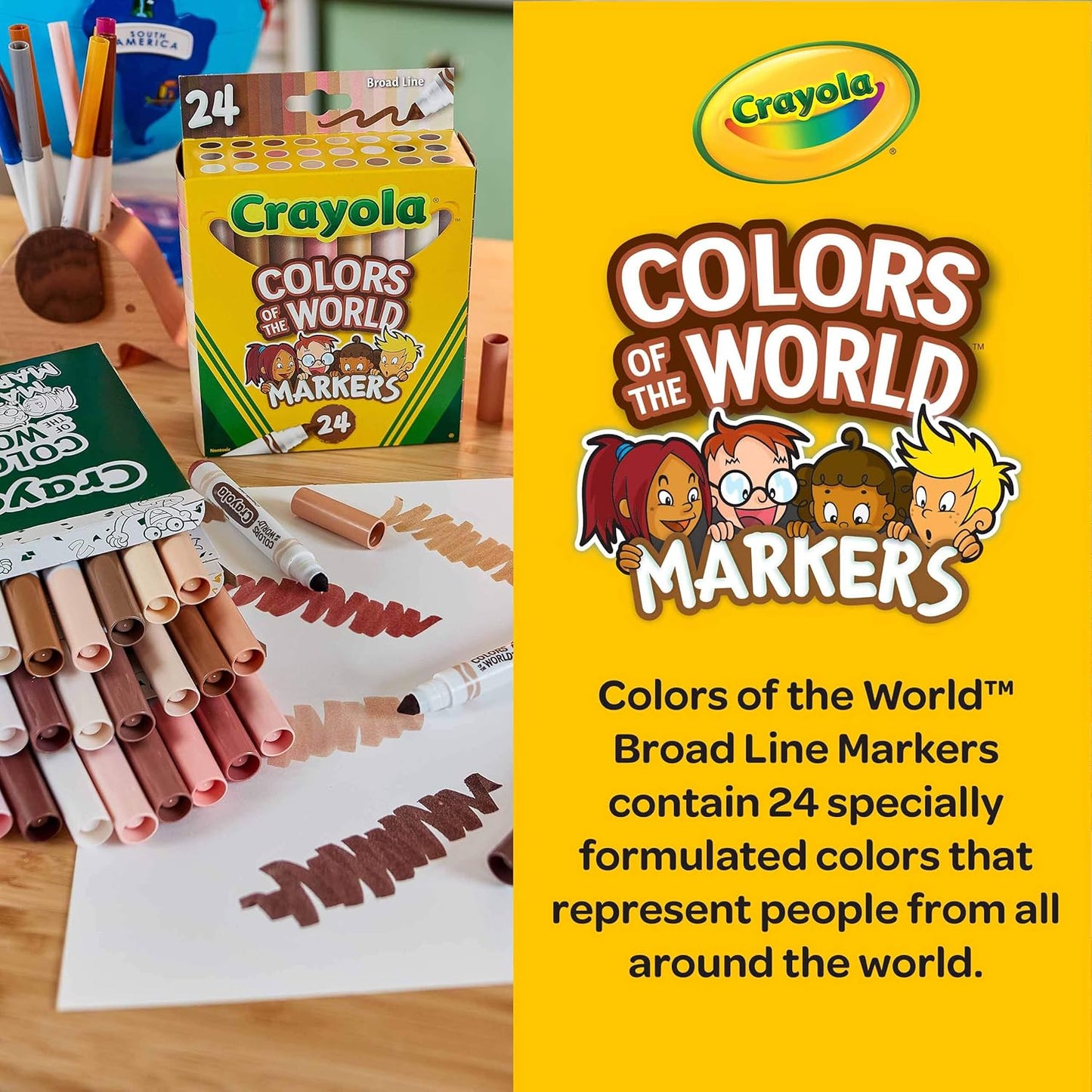 Crayola Colors of the World Markers A" 6 Skin Tone Markers 24ct Bulk Set – 6