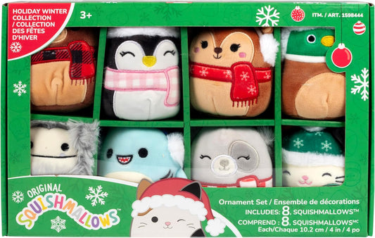 Squishmallows 4 Mini Hanging Winter Decorations 8-Pack - Official Jazwares Plush