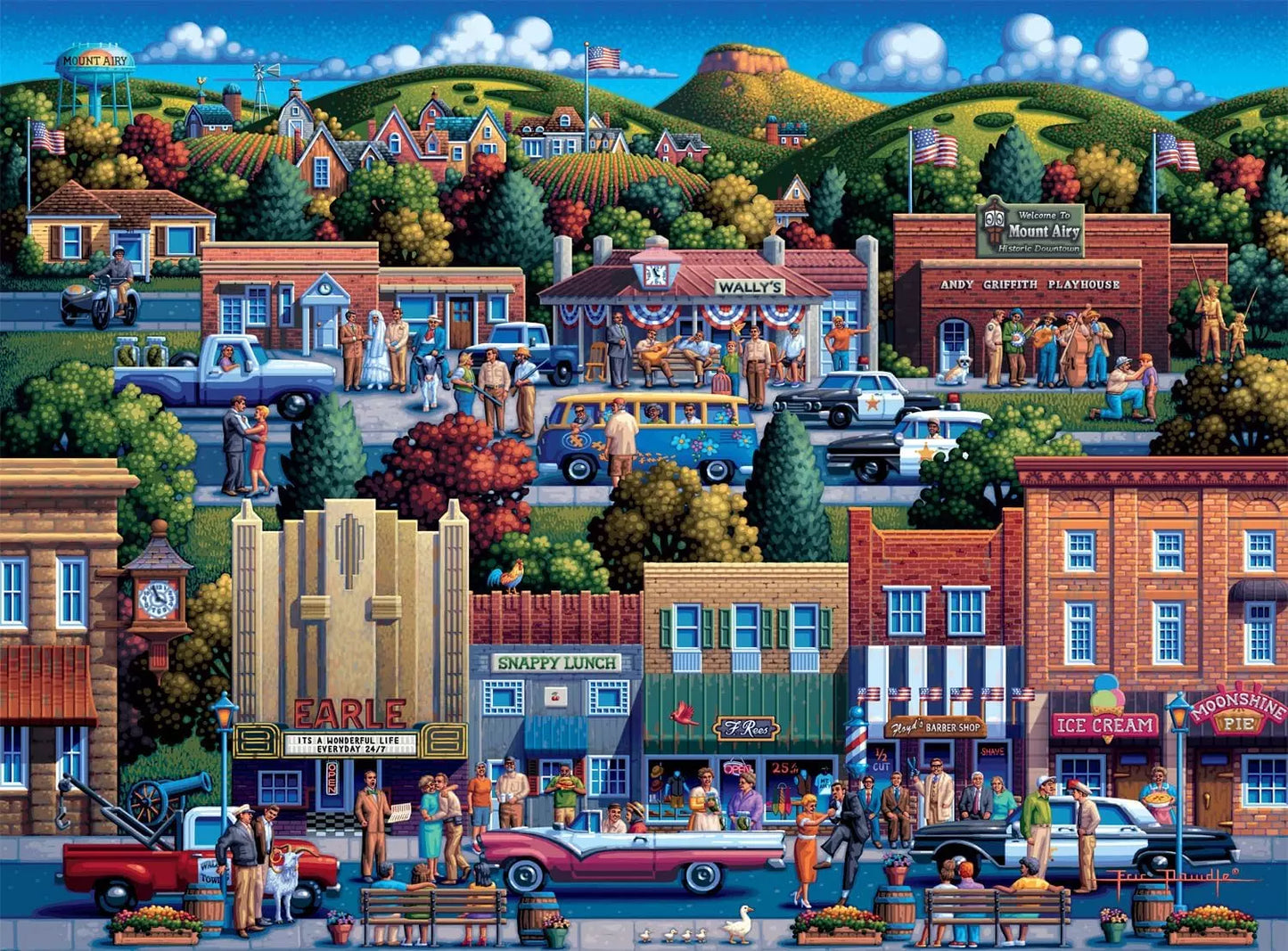 Buffalo Games - Mt Airy NC - Mayberry - 1000 Piece Jigsaw Puzzle – 1000